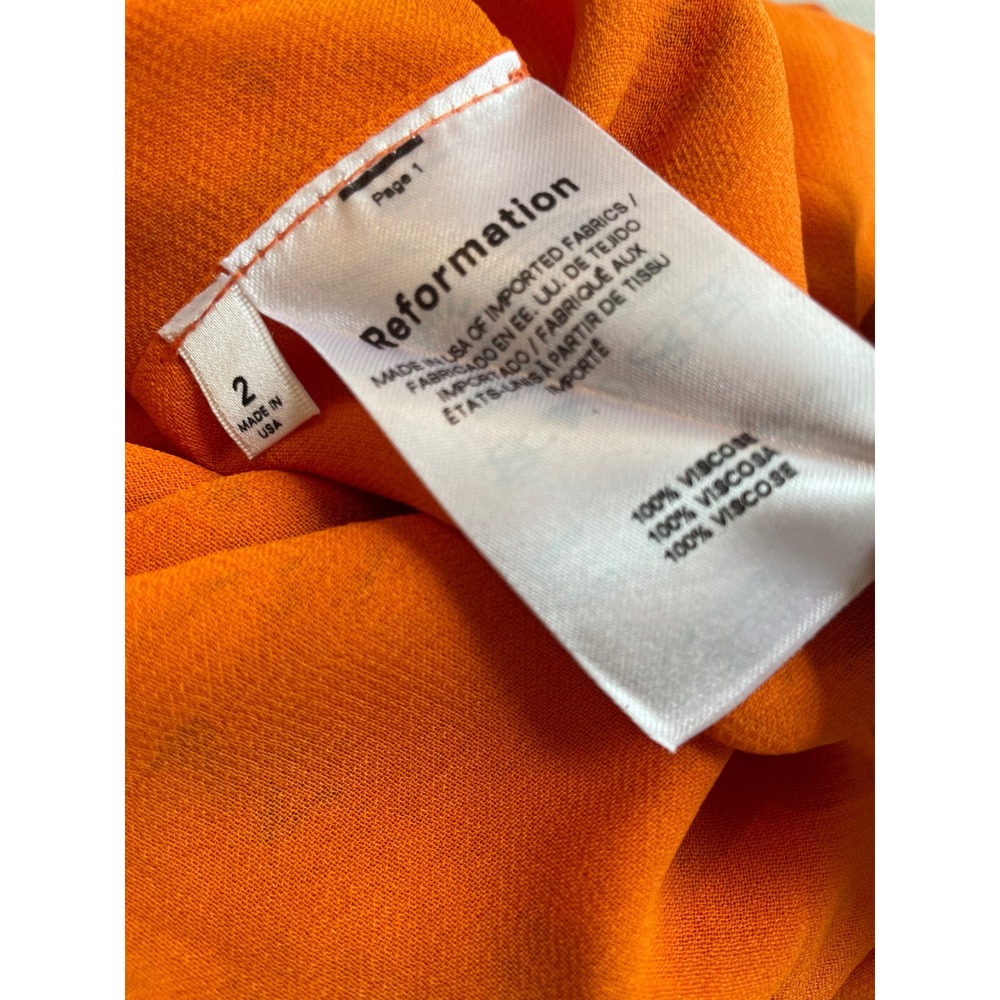 Reformation Saoirse Orange Floral Sweetheart Faux Wrap Dress Size 2 Summer - Picture 6 of 12